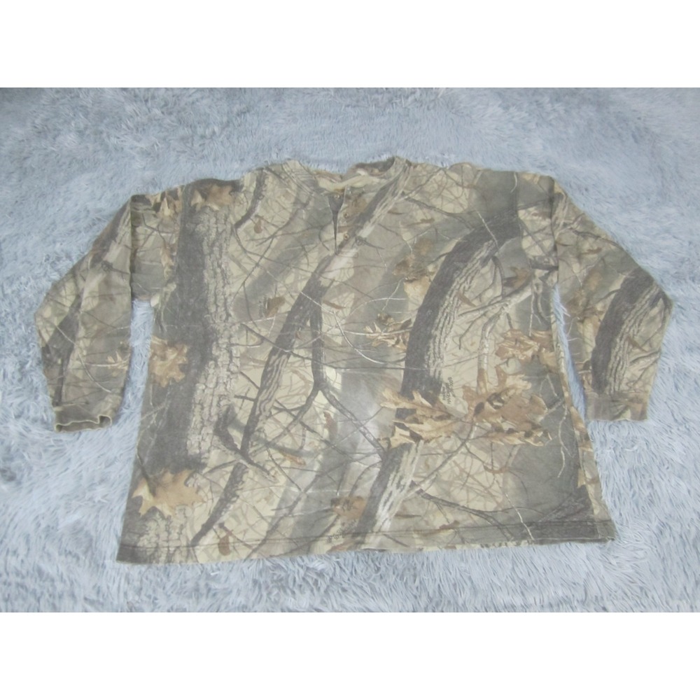 Duxbak Camo Shirt Mens 2XL Brown Green Long‎ Sleeve Hunting Outdoor Camouflage
